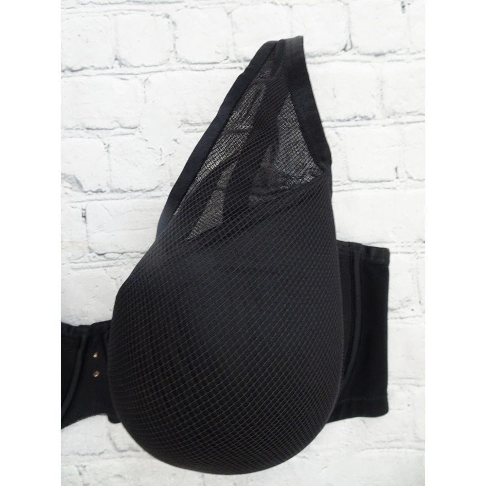 Curvy Couture Women's Plus Size Diamond Net Full Coverage Plunge Bra 38H Black - Picture 10 of 10